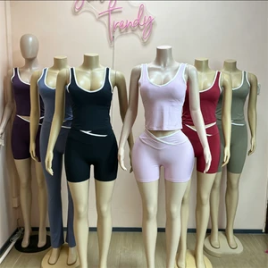 2PCS Yoga Set Women Tracksuit Nude Feeling Workout Sets Gym Clothes Push up Fitness Running Sportwear Sport Tops Shorts Suit