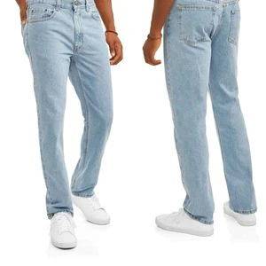 Custom Men Casual Denim Jeans Regular Fit Straight-Leg Pants High Street Style 100% Cotton Denim Trousers Men jeans