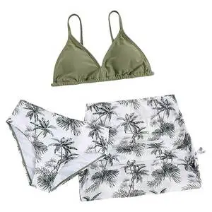 2025 Women's Sexy Summer Micro Bikini Set Three-Piece Swimsuit Matching Baby Tee Crop Top Seamless Wire-Free Eco-Friendly Beach