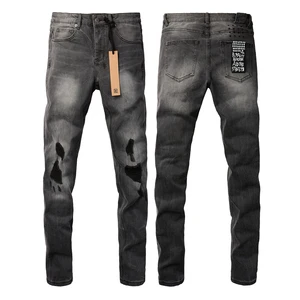 Street Men's Designer Pencil Pants Jeans High Quality Original Elastic Denim Fabrics Stonewashed Light Jeans