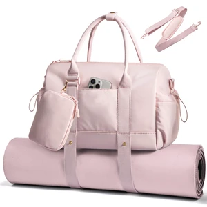 Customizable Pink Lightweight Yoga Mat Carrier Bag Tote Yoga Mat Gym Bag With Mat Strap