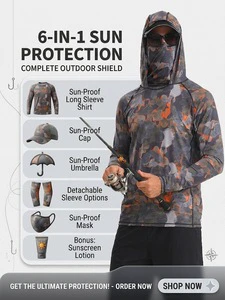 Manufacturer Men's Quick Dry Breathable UPF 50 Plus Size Pullover Fishing Wear Hoodie Outdoor Stylish Long Sleeve Shirt