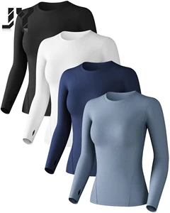 JY New Autumn and Winter Tight Fitting Women's Yoga Top High Elasticity Nude Feeling Quick Drying Round Neck Top