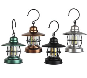 New Retro Style Top Selling Mini Portable ABS Camping Lamp Ip44 Waterproof Tent Light with Hook AAA Battery Camping Light