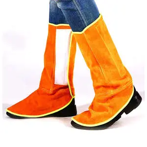 Premium Quality Heavy Duty Cowhide Split Leather Welding Shoe Cover Warm Thick Industrial Design Construction Safety