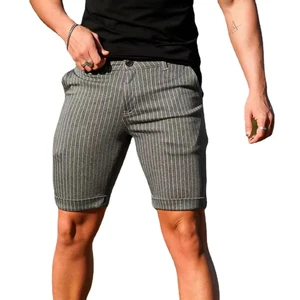 Men's Drawstring Waist Summer Surf Stripe Swimming Trunks Men Loose Printed 100% Polyester Swim Beach Short Pants