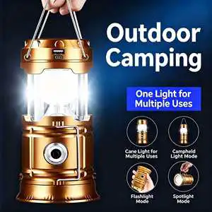 Camping Lantern Solar & USB Charging Waterproof Hurricane Lamp Multi-Function Tent Light Outdoor Work Light Portable