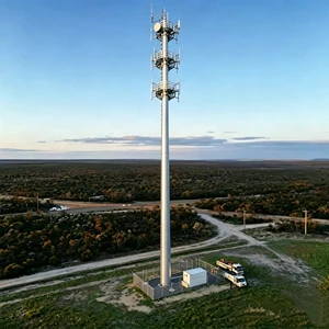 ISO Certified Galvanized Steel Single Pole Tower 20-50m Windproof Stable Light Tower for Rooftop Telecom Towers Accessories