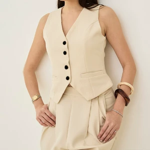 V-neck Sleeveless Women Solid Color Vest Sleeveless Fashion Suit Elegant Short Two Piece Sets For Womens