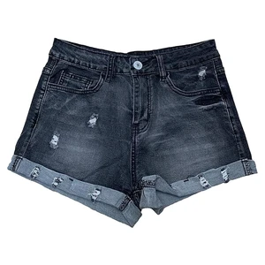 Hot Sale Women Denim Pockets Shorts Hole Tight Waist Trendy Cool Denim Shorts Women High Elasticity Denim Shorts