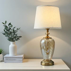 Fancy Glass Lamp With Shade Elegant Crystal Glass Table Lamp GLASS LAMP CHAMPAGNE GOLDEN BROWN COLOUR FITTING