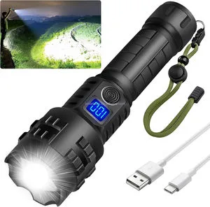 Super Bright Handheld Tactical Flashlight High Lumens Rechargeable Xhp70.2 Powered Led Brightest Flash Light