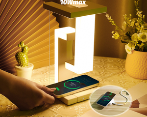 Home Decorative Floating Anti-gravity Wireless Charging Function Desk Lamp LED Lamp Max 15W Mobile Phone Wireless Charger