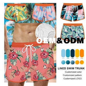 New Design Custom Men's XS Beach Shorts Quick Dry Mesh Lined Summer Casual Drawstring Boardshort Side Pockets Mid Anti-Wrinkle