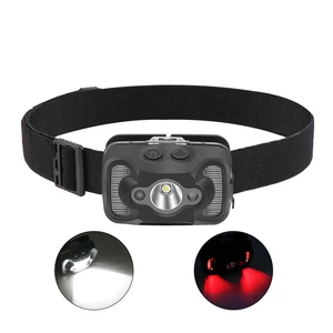 1000 Lumens White Red Light Motion Sensor Switch Aluminum Alloy Elastic Headlamp IP44 Waterproof Rechargeable Battery 5 Modes