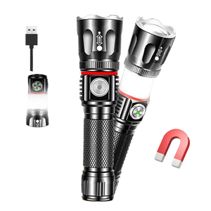 Long Range Magnetic Tactical Aluminum Alloy COB Rechargeable IP68 Waterproof USB 8 Hours Powerful Super Bright Zoomable LED