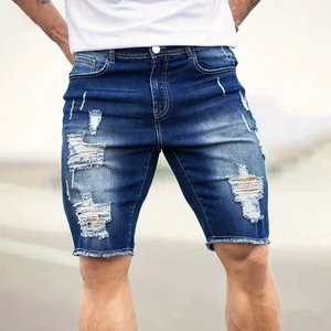 Men's Plus Size Clothing Casual Personalized Denim Shorts Fashion Destroyed Jean Shorts for Men
