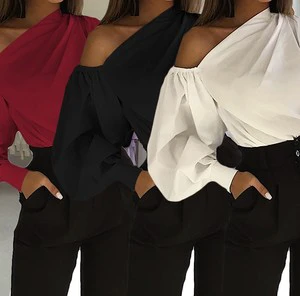 Fashion Trendy Plain Cut Out Spliced Sleeve Casual Tops Ladies Blouses Shirt Street Wear White Woman Tops Fashionable Shirts