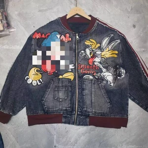 High Quality Oversize Women Denim Jackets with Cartoon Design Key Feature Women's Coats C0363