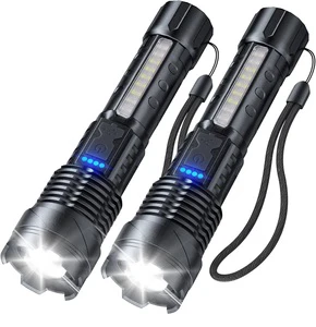 Super Bright LED Torch Light Aluminum Rechargeable Flashlight Powerful Handheld Flash Light for Camping Home Emergencies