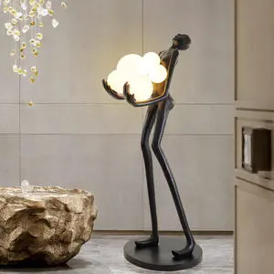 Modern Human Body Resin Decorative Abstract Statue Sculpture Lamp Floor Art Light Women Lady Home Decor Animal Decorative Bronze