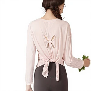 Early Autumn Yoga Top for Women Slimming Breathable Lightweight Polyester Long-Sleeve T-Shirt for Pilates and Workout