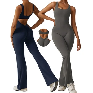 High Quality Women's Jumpsuit for Gym & Sports - Seamless Workout Adjustable Jumpsuit with Flare Leggings