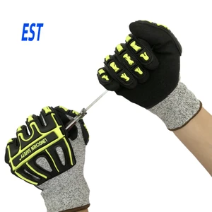 TPR Nitrile Rubber Coated Palm Vibration Absorption Damping Saftey Cut Resistant Anti Impact Vibration Resistant Gloves