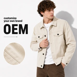 Custom Logo Men's Heavyweight Canvas Trucker Jacket Rugged Workwear Cotton Canvas Coat Boxy Fit Streetwear OEM Manufacturer