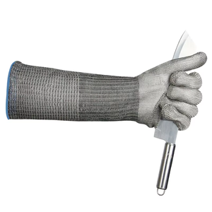 Stainless Steel Wire Mesh Safety Gloves Cut-Resistant and Rustproof with Long Cuff for Butcher for Work and Protection