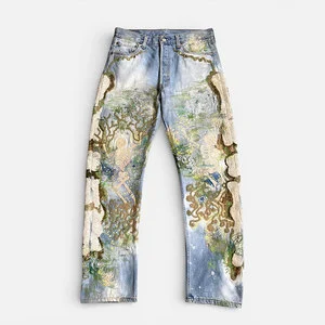 DiZNEW Mens Jeans Custom 2026 New Fashion Fully Embroidered Top Quality Luxury Designer Denim Pants Jeans Men