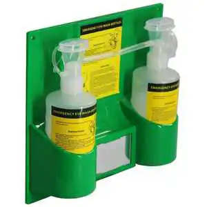 Portable Wall-Mounted Emergency Eye Protection Station Kit with 500ml Double Empty Eyewash Replacement Bottle and PC Frame