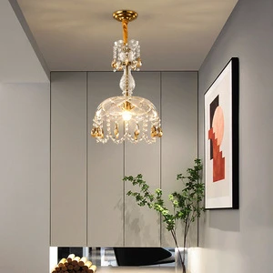 Simple Modern Glass Crystal Chandelier Corridor Light Entrance Hallway Balcony Bedside Kitchen Pendent Lamp Hanging Light