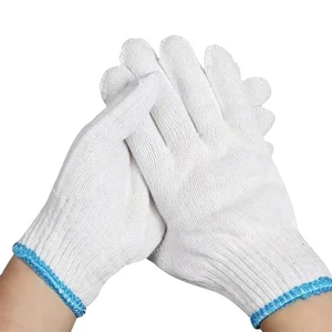 Shuoya Custom Logo Anti-Slip White Natural Gray Nylon Cotton Knit Safety Working Gloves SYC50 for Construction & Factory Use