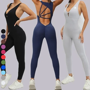 Hot Sales Yoga Jumpsuit One Piece High Elasticity Sports Jumpsuit for Women Gym Rompers Not See Through Bodysuit Gym Clothes
