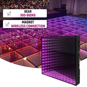 Guangzhou Portable Wireless Stage Dancing B877 Mat Magnetic Panels Infinity Wedding Mirror 3d Light up Led Dance Floor for Disco
