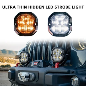 ECE R10 2.5inch 10LED Dual Color Square Thin Warning Light Flash Emergency Strobe Side Marker Clearance Light For Truck Trailer