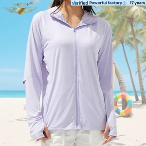 Women UPF50+ Hooded Sun Protection Jacket Quick Dry Long Sleeve Coat With Thumb Holes & Elbow Vents