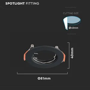2 PCS Round Fixed LED Spotlight Holders GU10 MR16 with Spring Black Ceramic Socket 250V Voltage SKU 6641