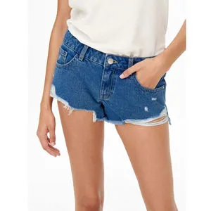 Women's Denim Shorts Sexy Mid-Waisted Breathable Streetwear Fashionable Casual Skinny Fit Drawstring Closure