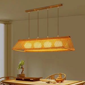 Chinese Traditional Handmade Wooden Bamboo Lamp Modern Design Indoor Restaurant Lighting Nordic Pendant Light Vintage Middle