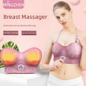 Rechargeable Wireless Breast Massager Bra Warm Compress Vibration Therapy Portable Chest Massage Device For Women Breast Care