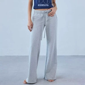 Casual Women Loose Sweatpants Elastic Waist Wide Leg Bottom Custom Logo Pants with Drawstring