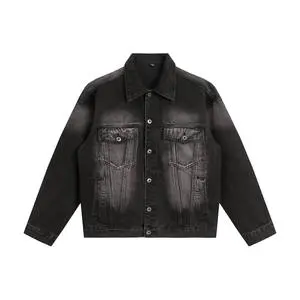 2025 Plus Size Men's Slim Fit Denim Jacket Washed Cow Skin Zipper Closure Cotton Filled Button Breathable jacket for Autumn