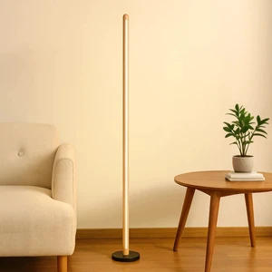Real Wood Floor Lamp Modern Round 140cm Dimmable LED Floor Lamp for Living Room Entryway Home Decor CE SAA RoHS Certified