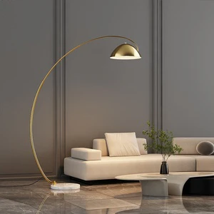 Nordic Minimalist Iron Floor Lamp LED Golden Light with High CRI and Button Control for Living Room & Bedroom