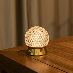 Luxury Modern Crystal Ball Lamp Designer Led CordlessTable Light for Bedside Bedroom Hotel Crystal Touch Rechargeable Table Lamp