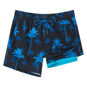 Custom Mens Swimming Trunks With Hot Sale Compression Liner 2 in 1 Quick Dry Beach Shorts With Pockets
