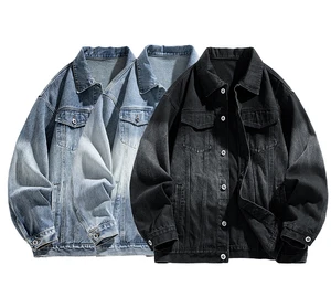 Custom Men's Vintage Denim Jacket Trendy Loose Fit Trendy Loose-Fit Casual Jacket