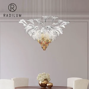 Luxury Glass Chandelier Modern Artistic Style for Dining Room Villa Designer Hand Blown Glass LED Light Project Bloom Lamp Gift